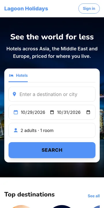 A North Hotels website on a phone