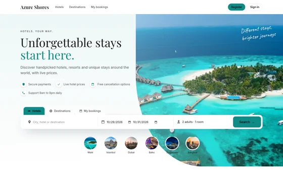 Coastline hotel booking website theme