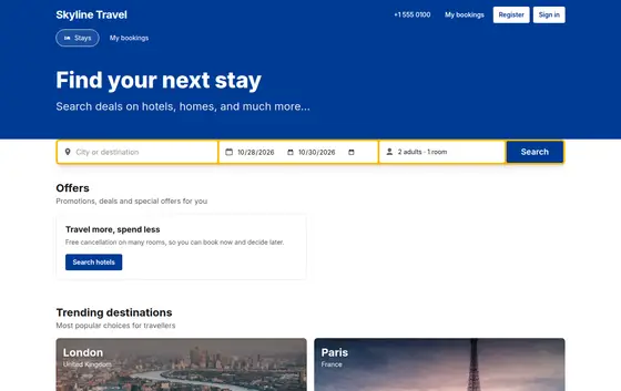 Horizon hotel booking website theme