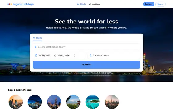 Lagoon hotel booking website theme